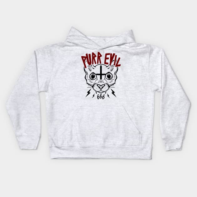 PURR EVIL - SATANIC CAT - OCCULT CAT - FUNNY CAT OCCULT Kids Hoodie by Tshirt Samurai